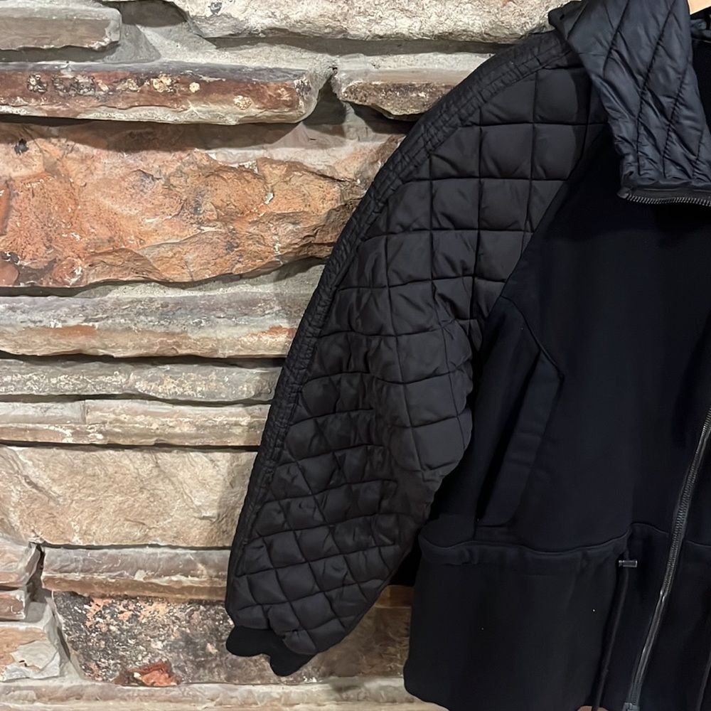 Zella Lilac Black Zip Up Quilted Puffer Hoodie Jacket - Picture 4 of 9